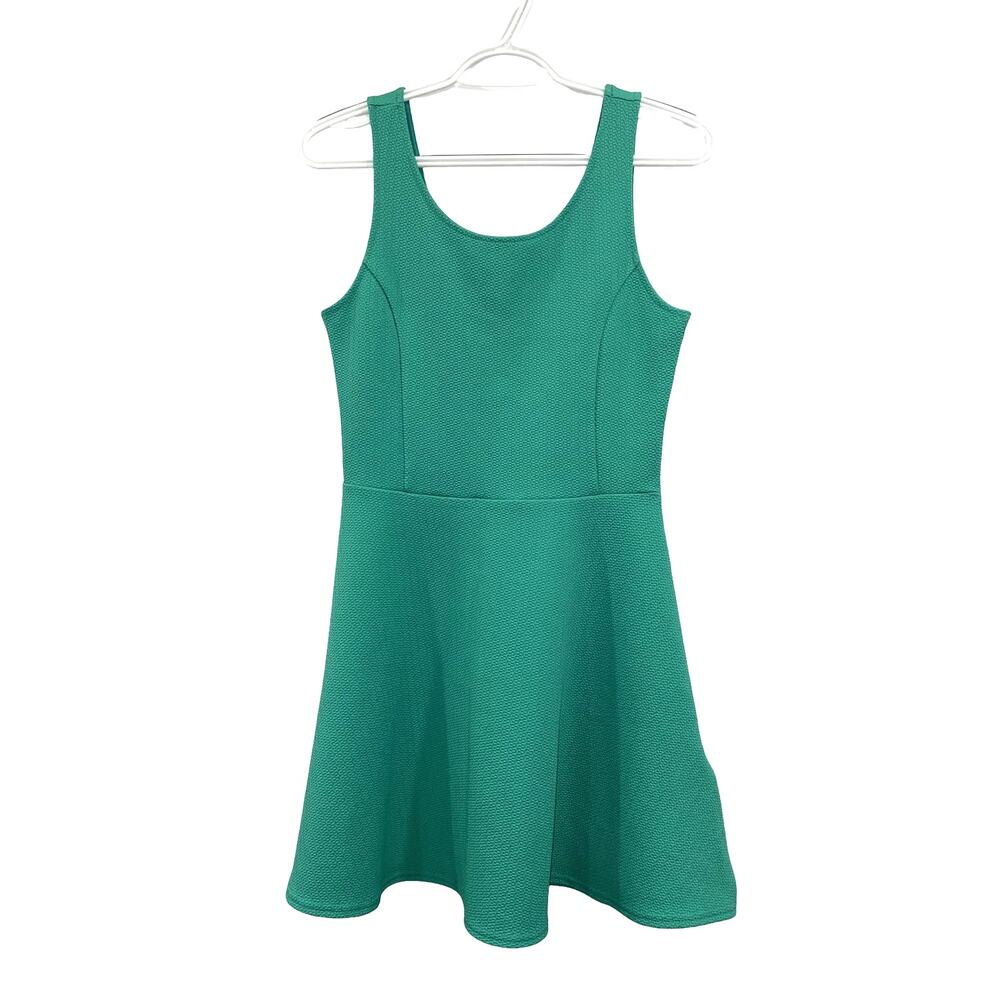 H&M Divided Emerald Green Textured Skater Dress Fit & Flare Size 8